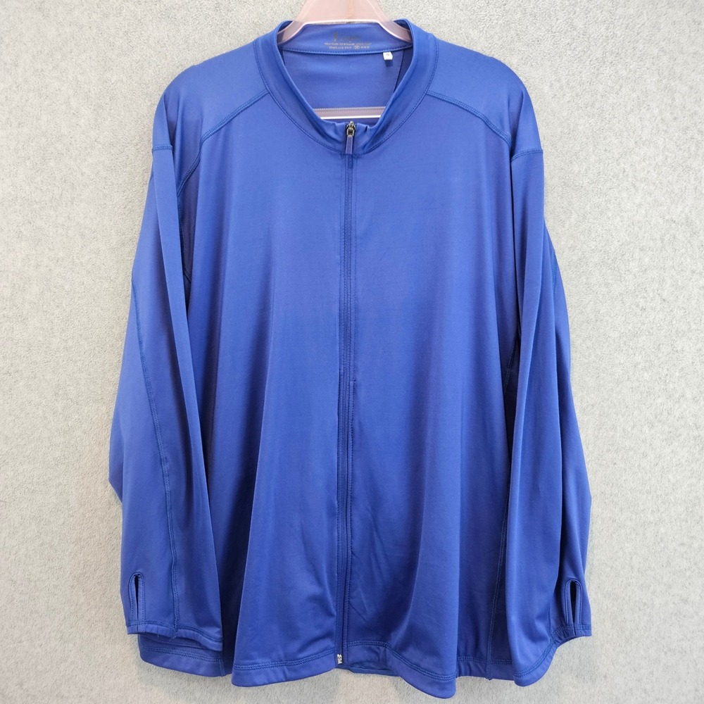 LOPEZ Full Zip Jacket Women 3X Blue DeLux Dri Performance Athletic Golf Layer